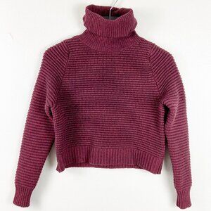 MADEWELL | Side-Button Turtleneck Sweater Thick Chunky Textured Burgundy XXS